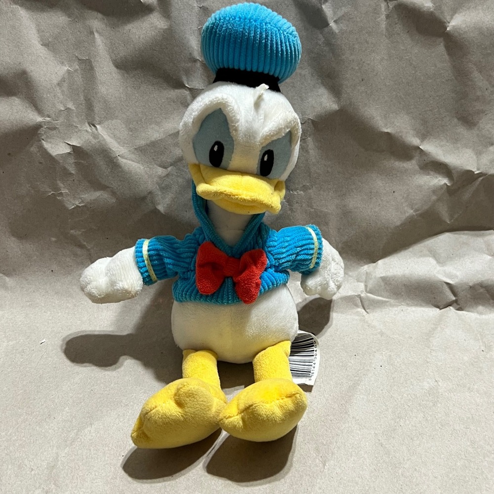Disney 9in Donald Duck Soft Plush Blue Corduroy Sailor Outfit Red Bow Tie Mickey